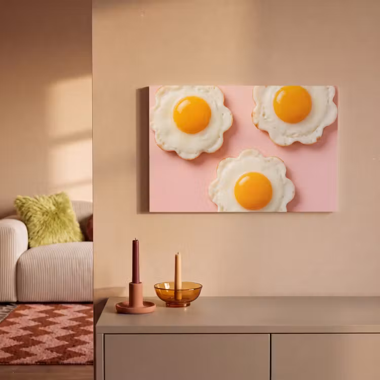 Canvas schilderij - Eieren - Bloem - Roze — 2