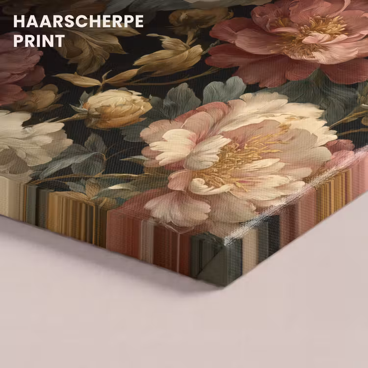 Canvas schilderij - Bloemen - Barok - Patroon - Roze - Crème — 5