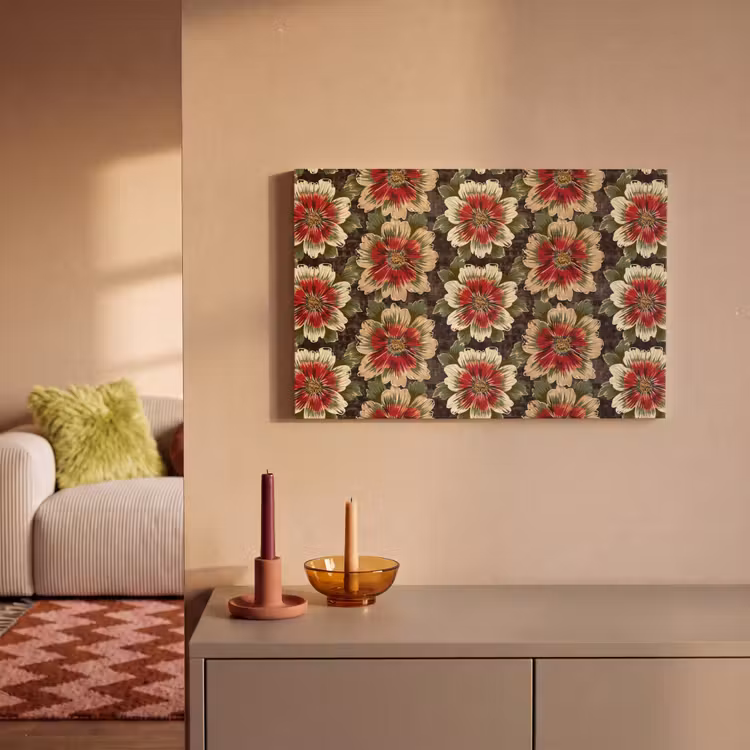 Canvas schilderij - Bloemen - Klassiek - Patroon - Rood — 2