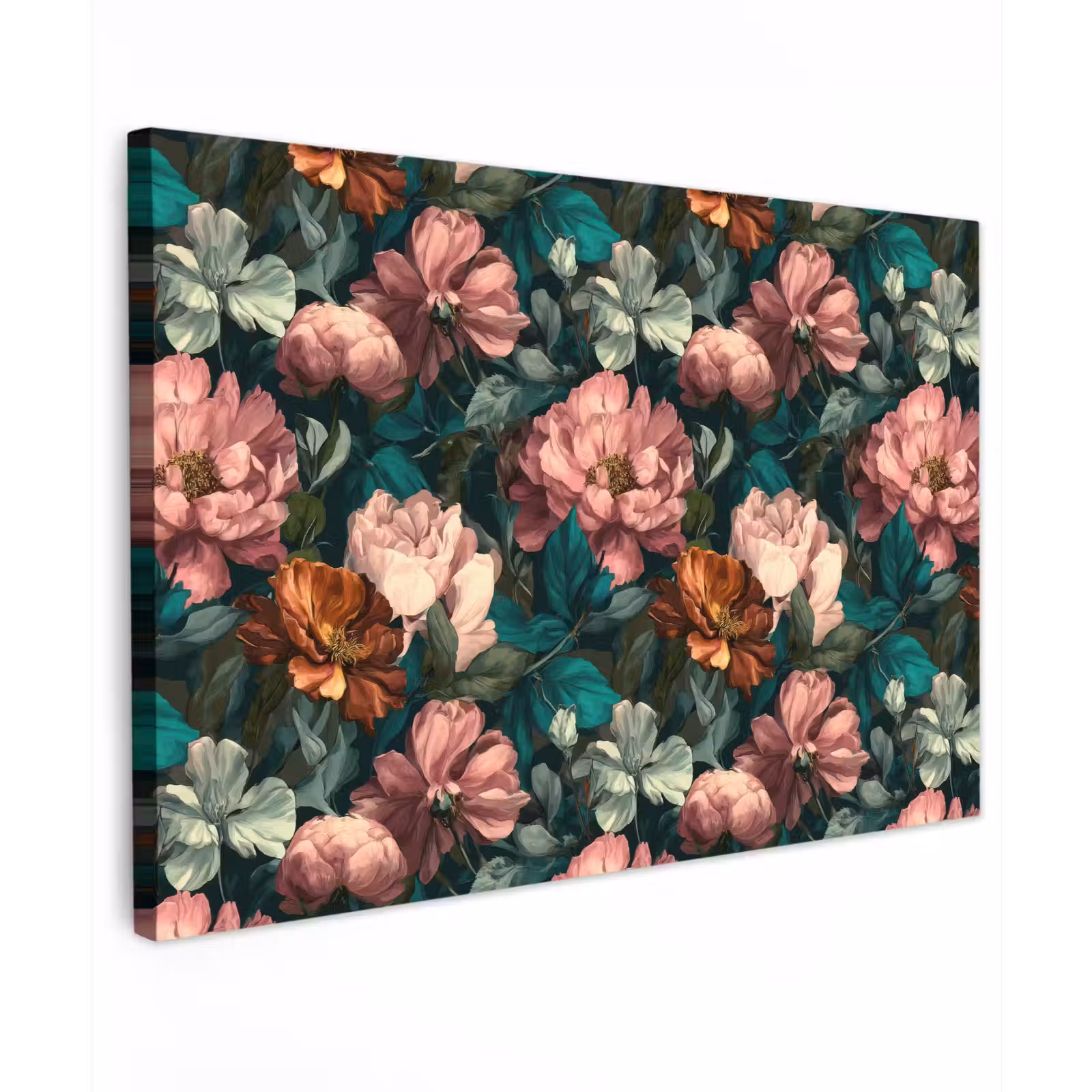 Canvas schilderij - Bloemen - Schilderachtig - Patroon - Roze — 1