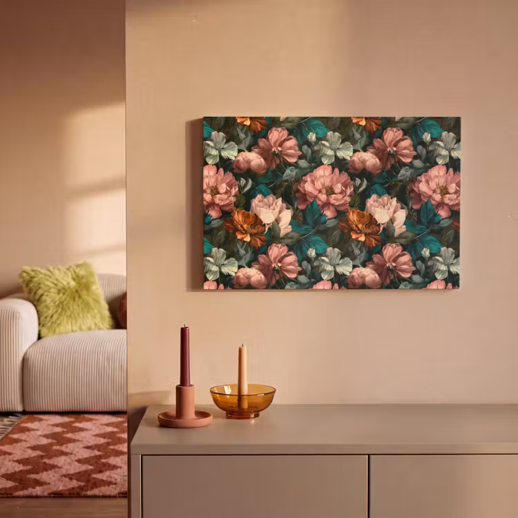 Canvas schilderij - Bloemen - Schilderachtig - Patroon - Roze — 2