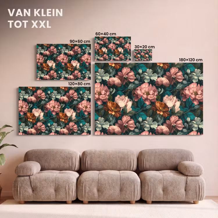 Canvas schilderij - Bloemen - Schilderachtig - Patroon - Roze — 8