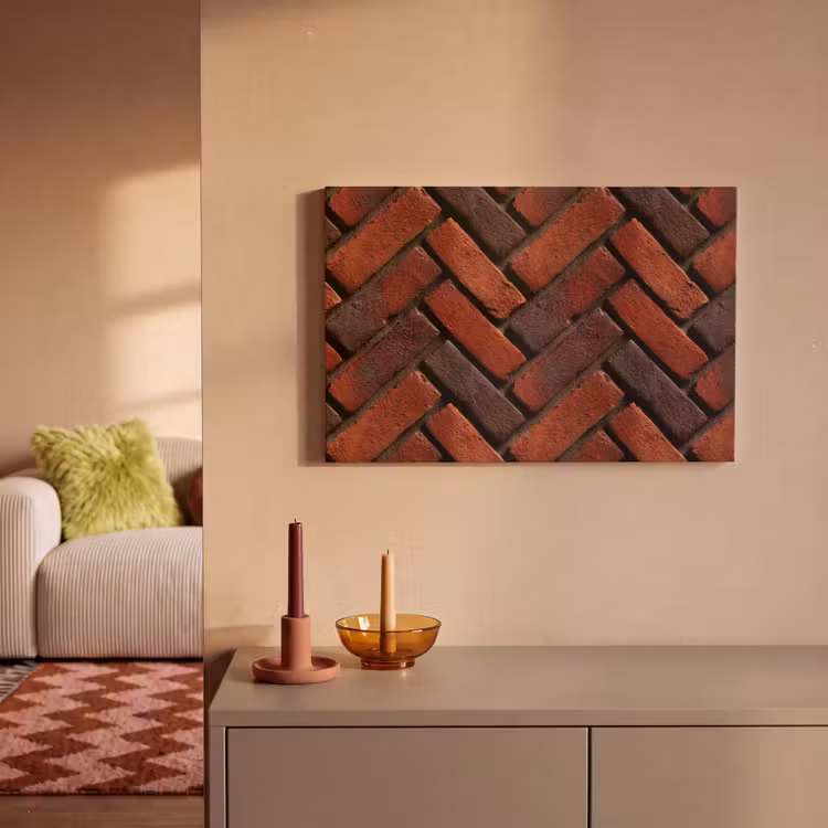 Canvas schilderij - Bakstenen - Visgraat - Structuur - Roodbruin — 2