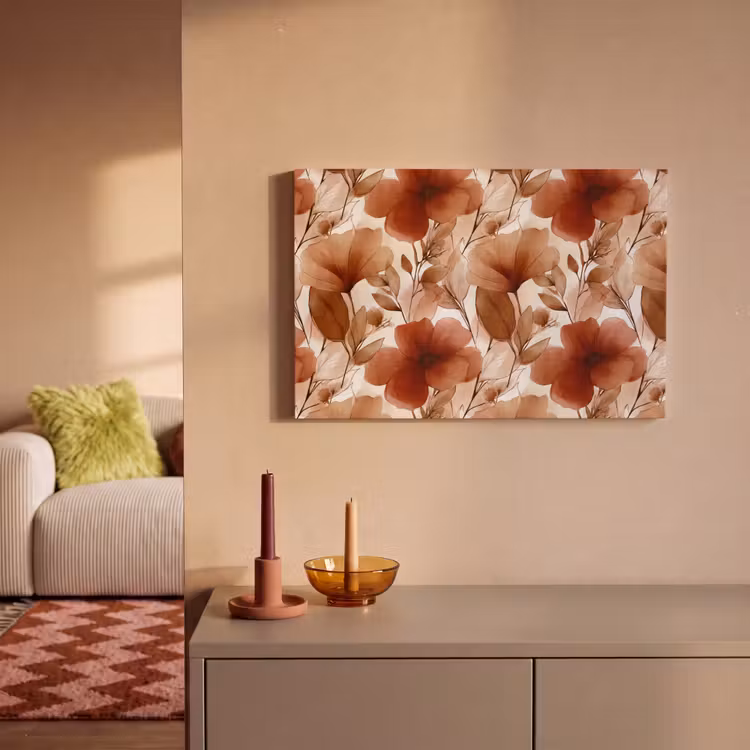 Canvas schilderij - Bloemen - Aquarel - Botanisch - Terracotta — 2