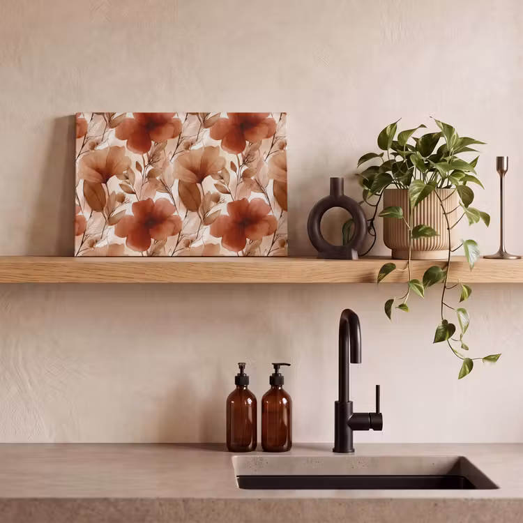 Canvas schilderij - Bloemen - Aquarel - Botanisch - Terracotta — 4
