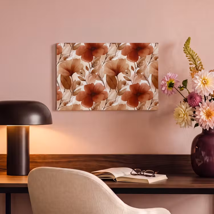 Canvas schilderij - Bloemen - Aquarel - Botanisch - Terracotta — 6