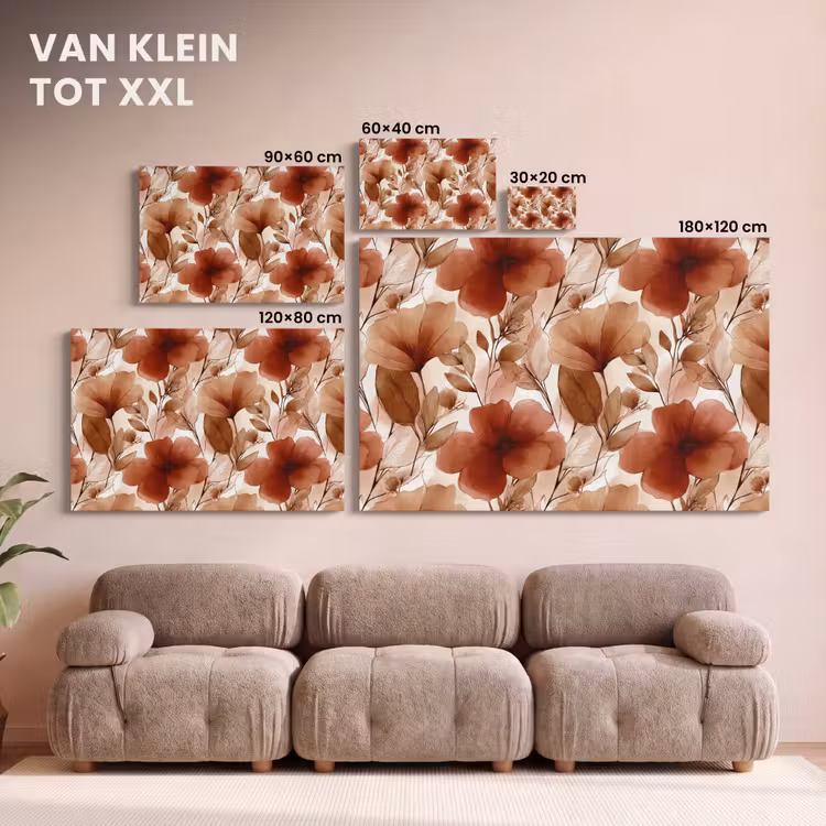 Canvas schilderij - Bloemen - Aquarel - Botanisch - Terracotta — 8