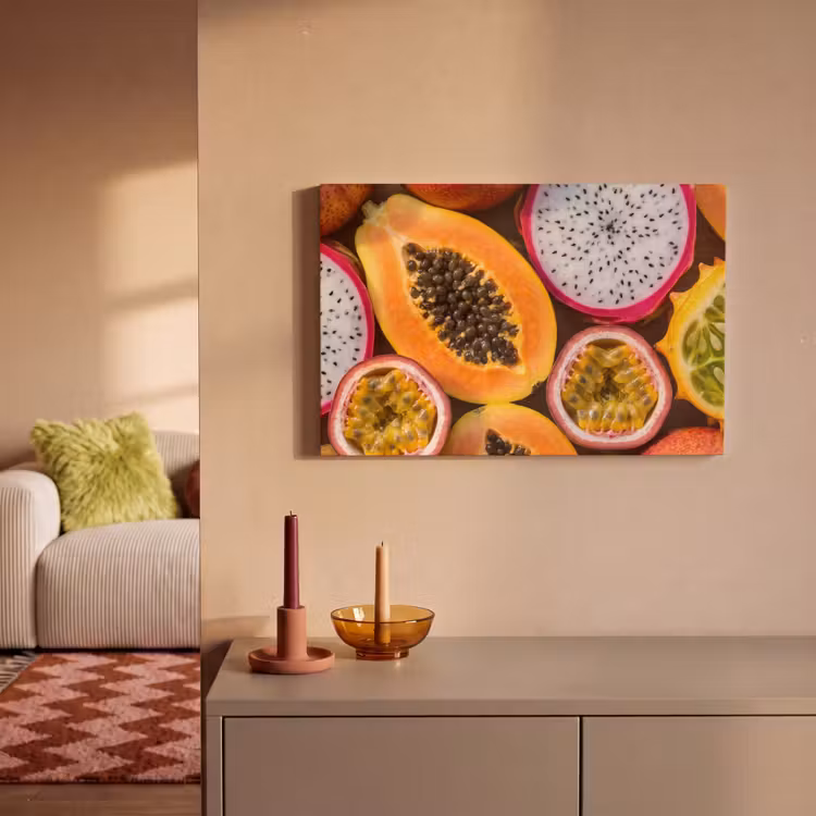 Canvas schilderij - Fruit - Geopend - Tropisch - Eten - Kleurrijk — 2