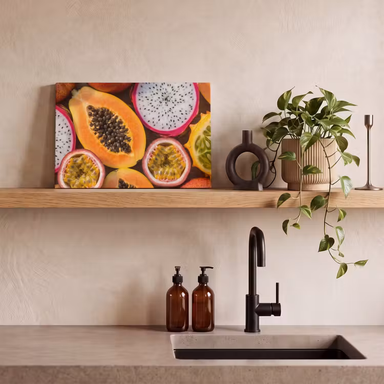 Canvas schilderij - Fruit - Geopend - Tropisch - Eten - Kleurrijk — 4