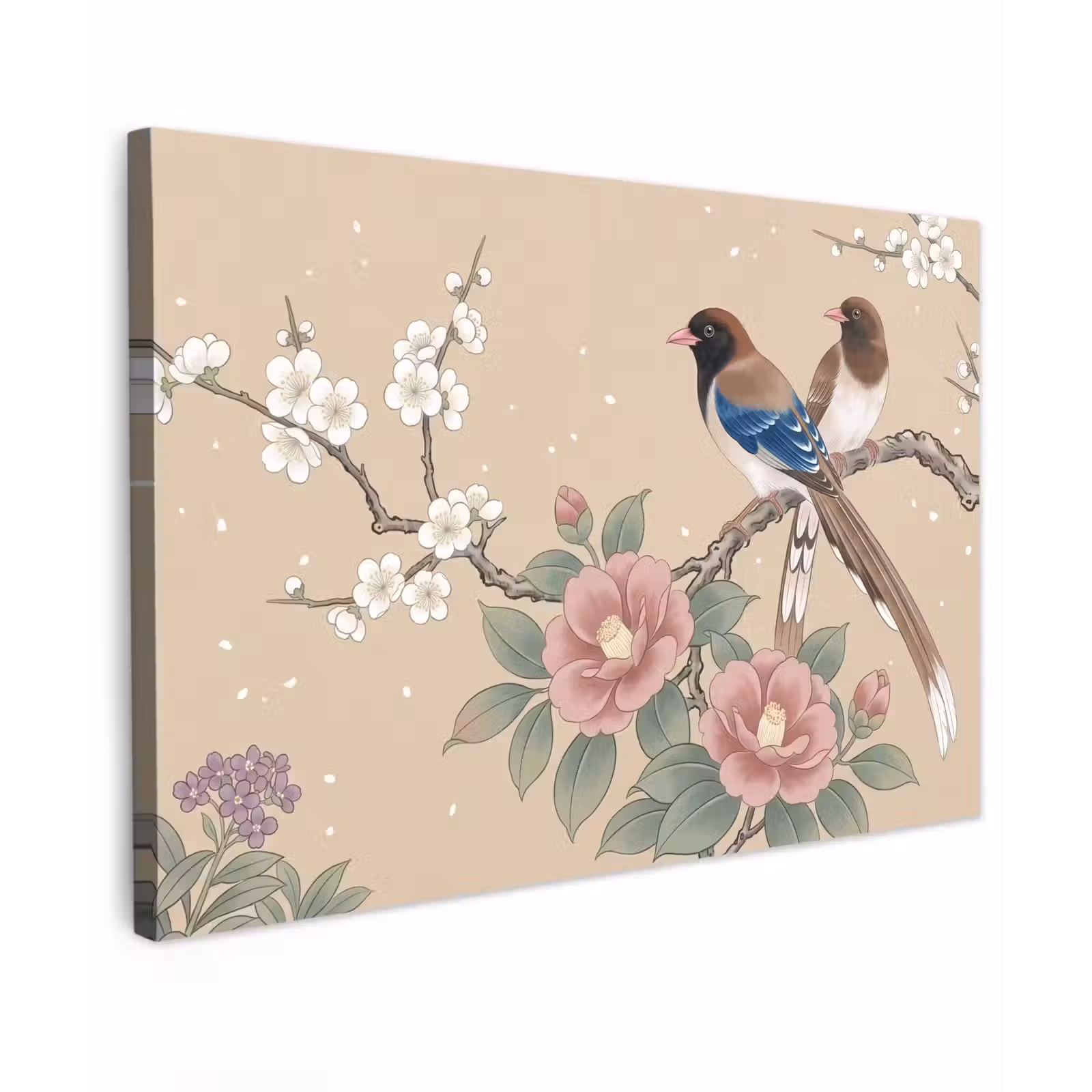 Canvas schilderij - Bloemen - Vogels - Bloemen — 1