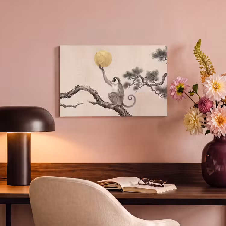 Canvas schilderij - Aap - Maan - Goud — 6