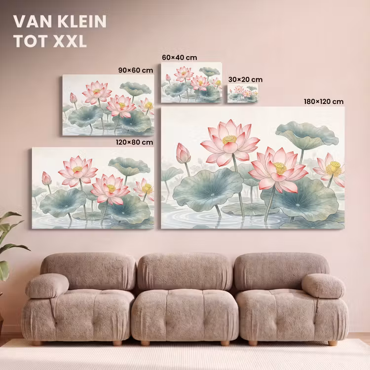 Canvas schilderij - Aquarel - Lotusbloemen - Kleurrijk — 8