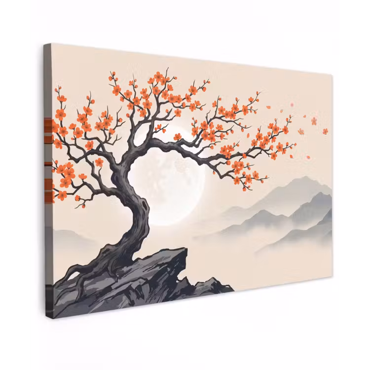 Canvas schilderij - Aziatisch - Bloesem - Rood — 1