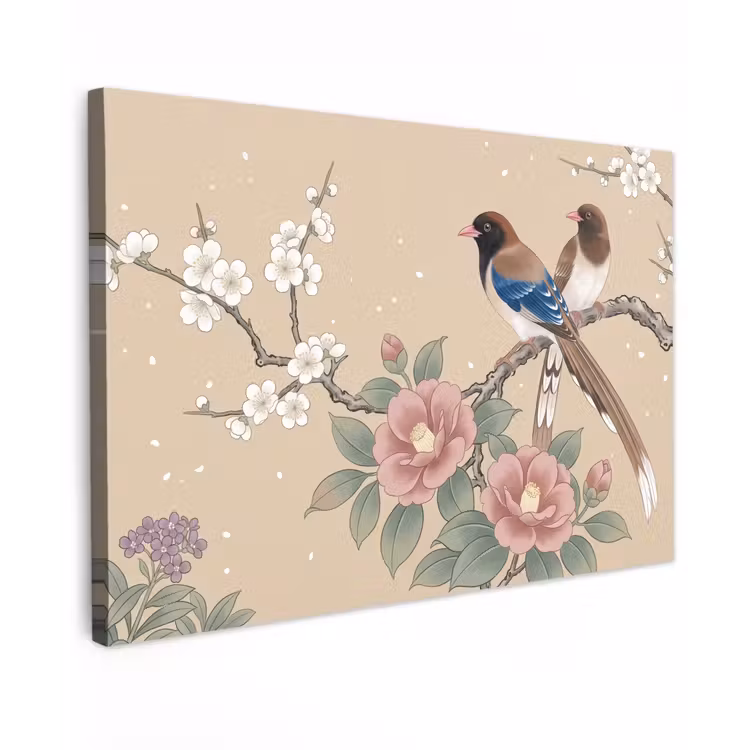 Canvas schilderij - Bloemen - Vogels - Bloemen — 1