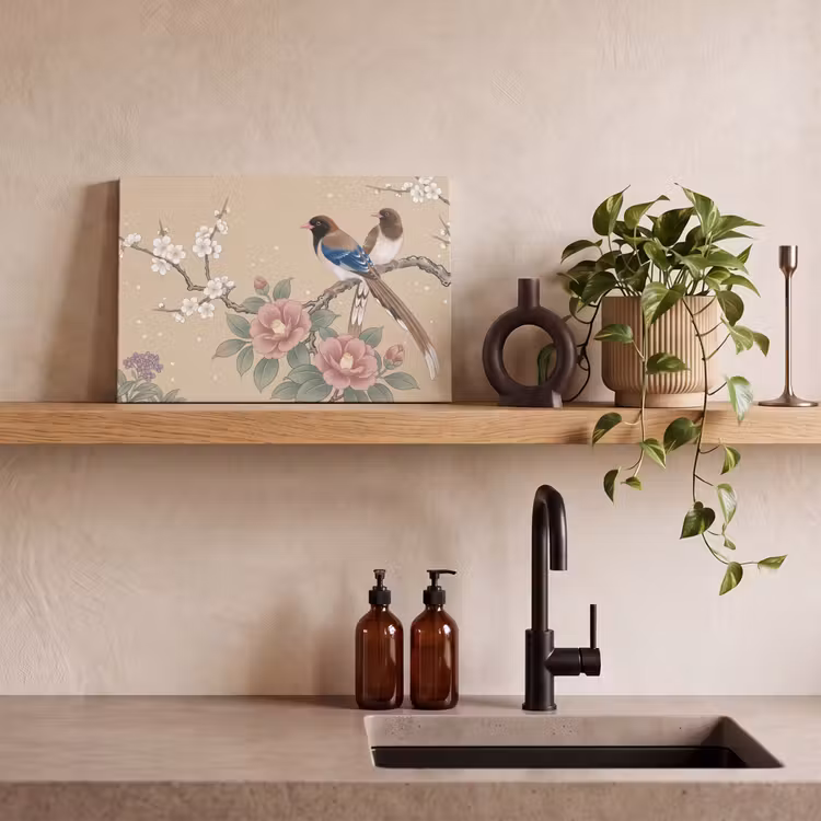 Canvas schilderij - Bloemen - Vogels - Bloemen — 4