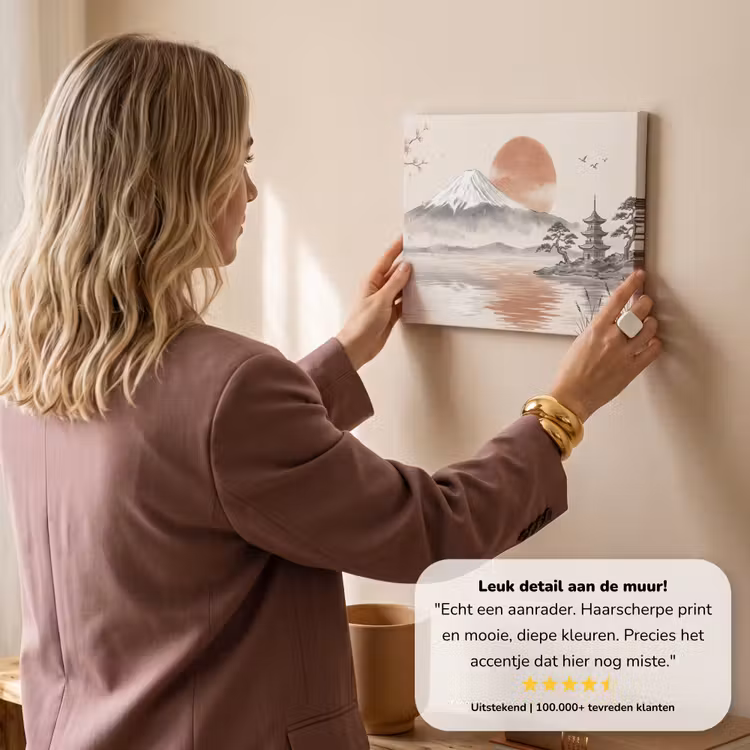 Canvas schilderij - Bergtop - Meer - Bloesem — 3