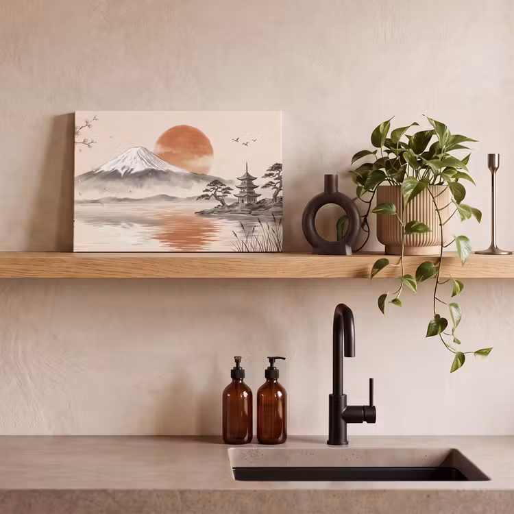 Canvas schilderij - Bergtop - Meer - Bloesem — 4