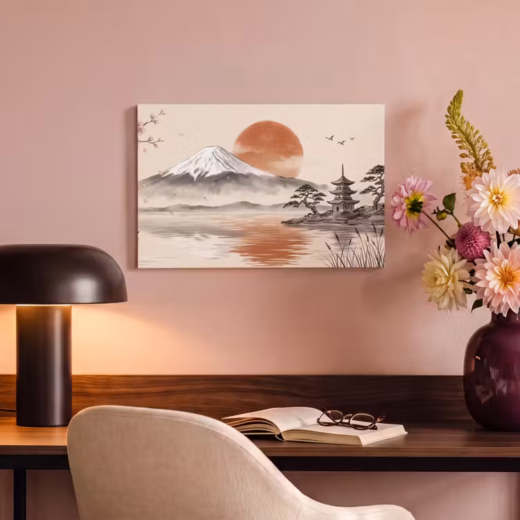 Canvas schilderij - Bergtop - Meer - Bloesem — 6