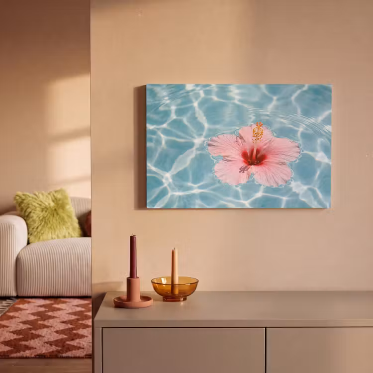 Canvas schilderij - Hibiscus - Water - Roze — 2