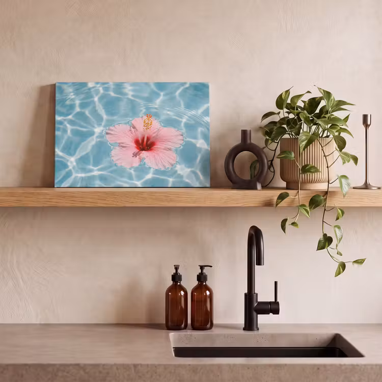 Canvas schilderij - Hibiscus - Water - Roze — 4