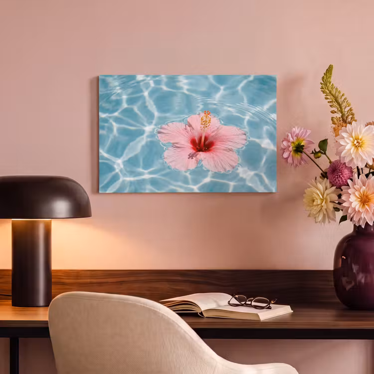 Canvas schilderij - Hibiscus - Water - Roze — 6