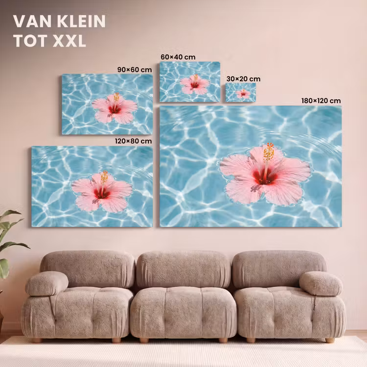 Canvas schilderij - Hibiscus - Water - Roze — 8