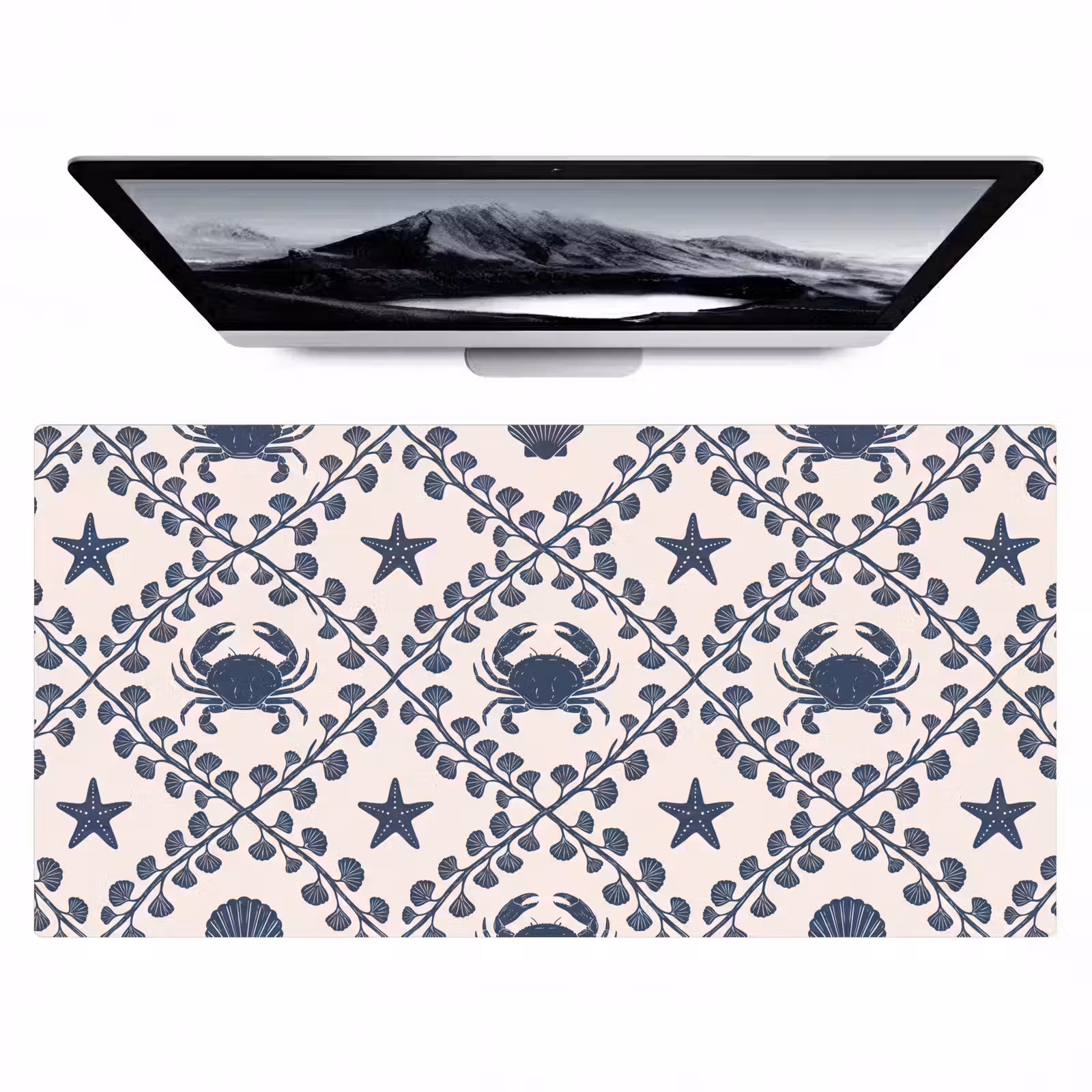 Bureau onderlegger - Zee - Krab - Zeester - Patroon - Blauw — 1
