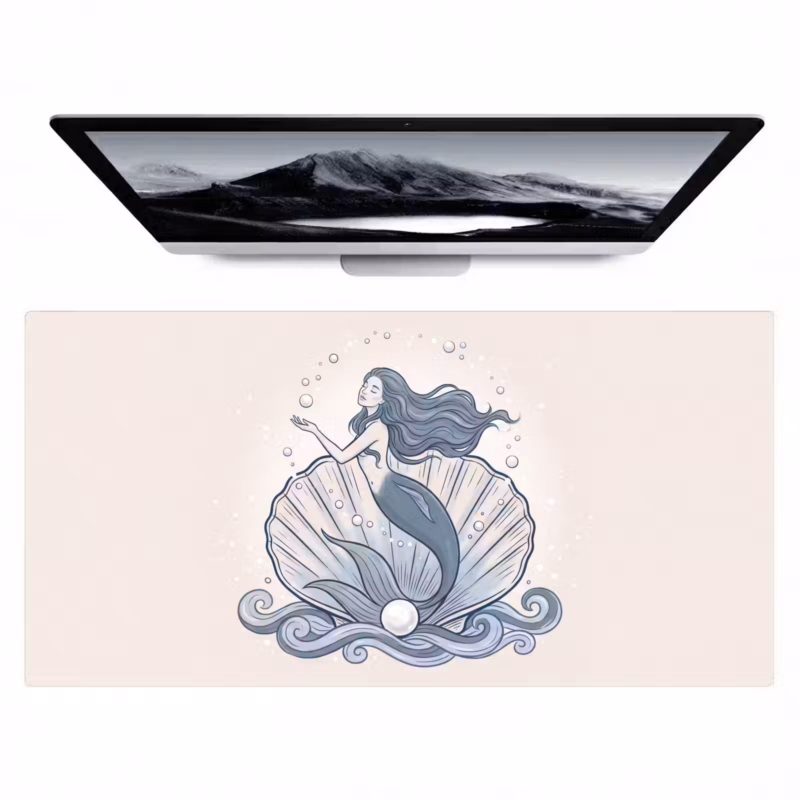 Bureau onderlegger - Zeemeermin - Schelp - Zee - Fantasie - Blauw — 1