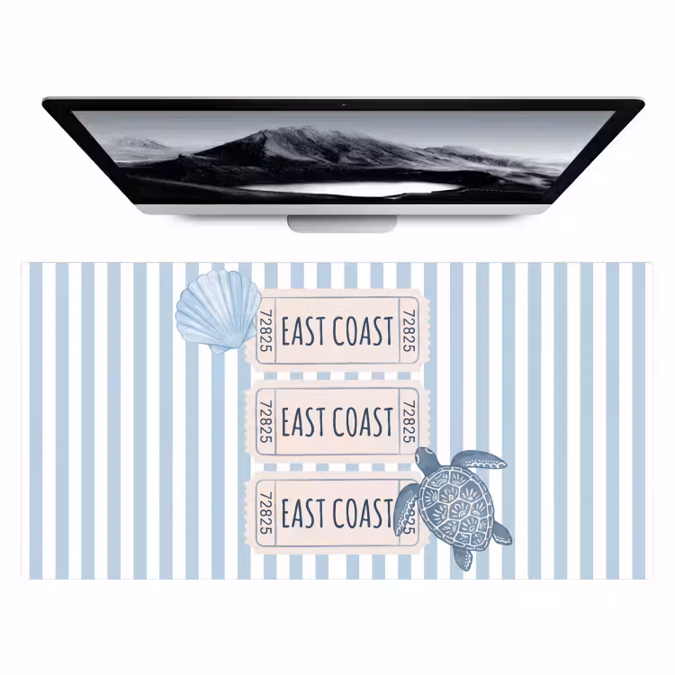 Bureau onderlegger - Schelp - Oceaan - Kust - Blauw - Illustratie — 1