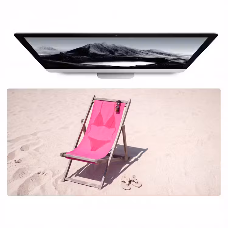 Bureau onderlegger - Strand - Ligstoel - Badkleding - Zomer - Roze — 1