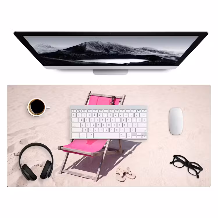 Bureau onderlegger - Strand - Ligstoel - Badkleding - Zomer - Roze — 4