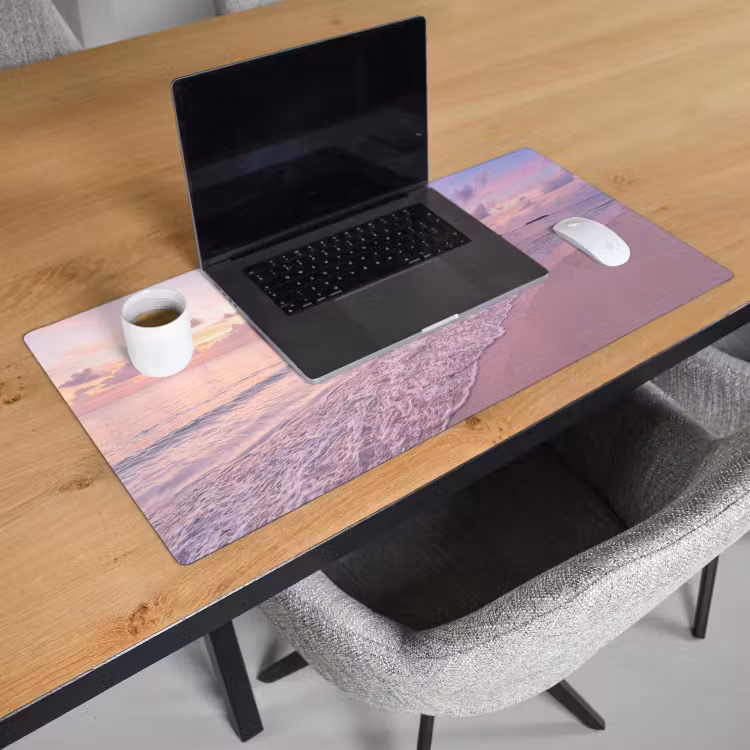 Bureau onderlegger - Strand - Zonsondergang - Natuur - Minimalistisch - Roze — 3