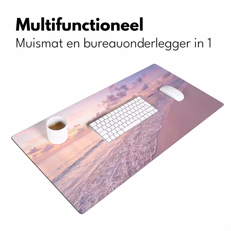Bureau onderlegger - Strand - Zonsondergang - Natuur - Minimalistisch - Roze — 7