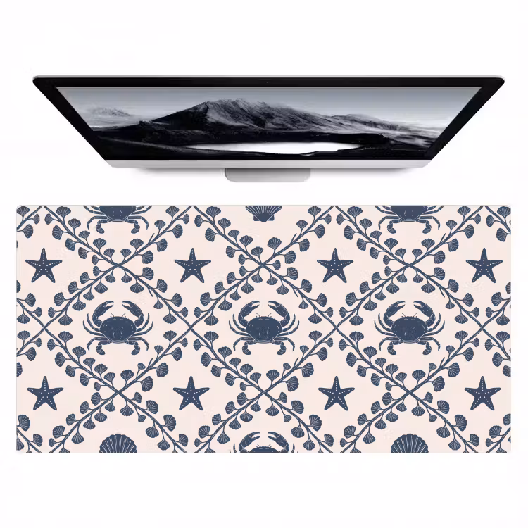 Bureau onderlegger - Zee - Krab - Zeester - Patroon - Blauw — 1