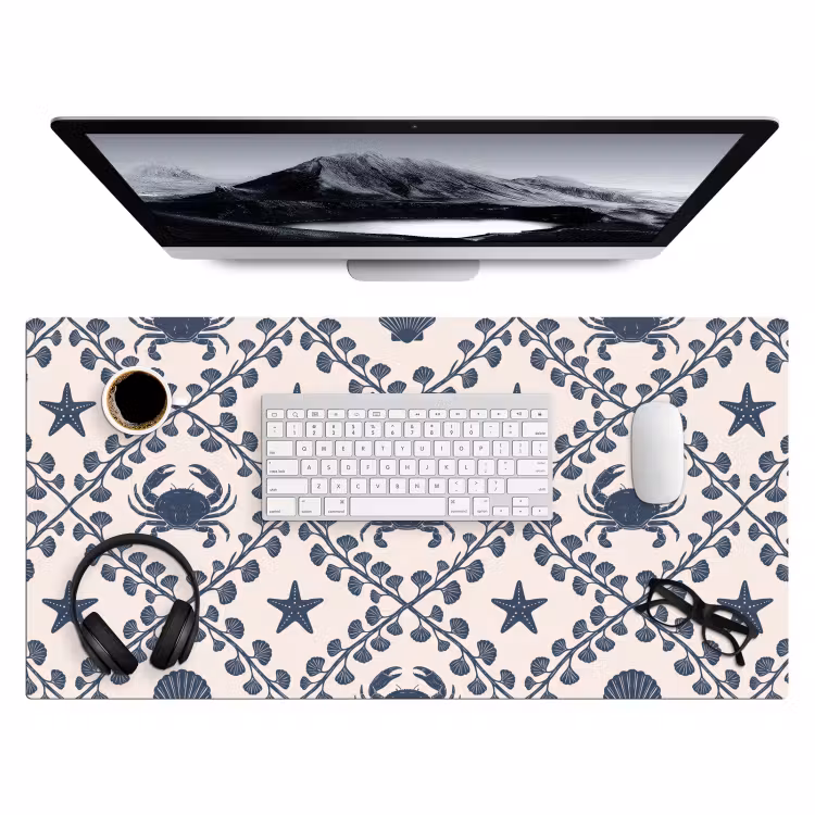 Bureau onderlegger - Zee - Krab - Zeester - Patroon - Blauw — 4