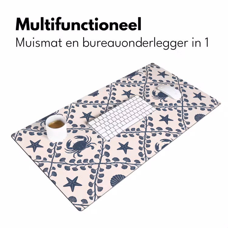 Bureau onderlegger - Zee - Krab - Zeester - Patroon - Blauw — 7