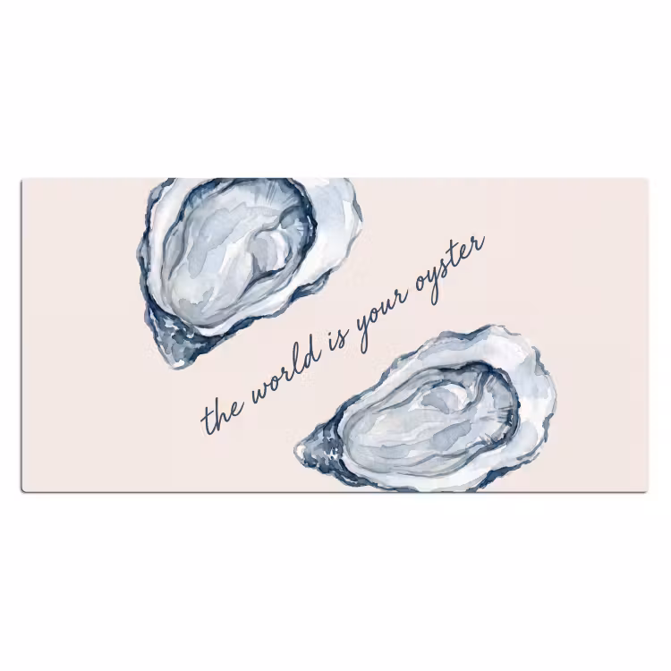 Bureau onderlegger - Zeeleven - Oester - Aquarel - Minimalistisch - Blauw — 2