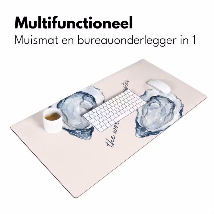 Bureau onderlegger - Zeeleven - Oester - Aquarel - Minimalistisch - Blauw — 7