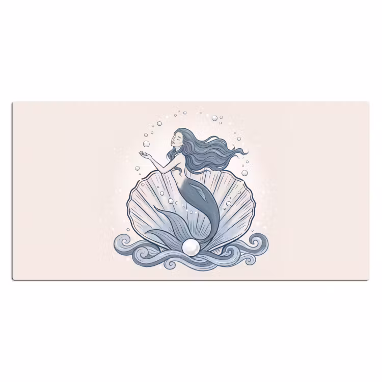 Bureau onderlegger - Zeemeermin - Schelp - Zee - Fantasie - Blauw — 2