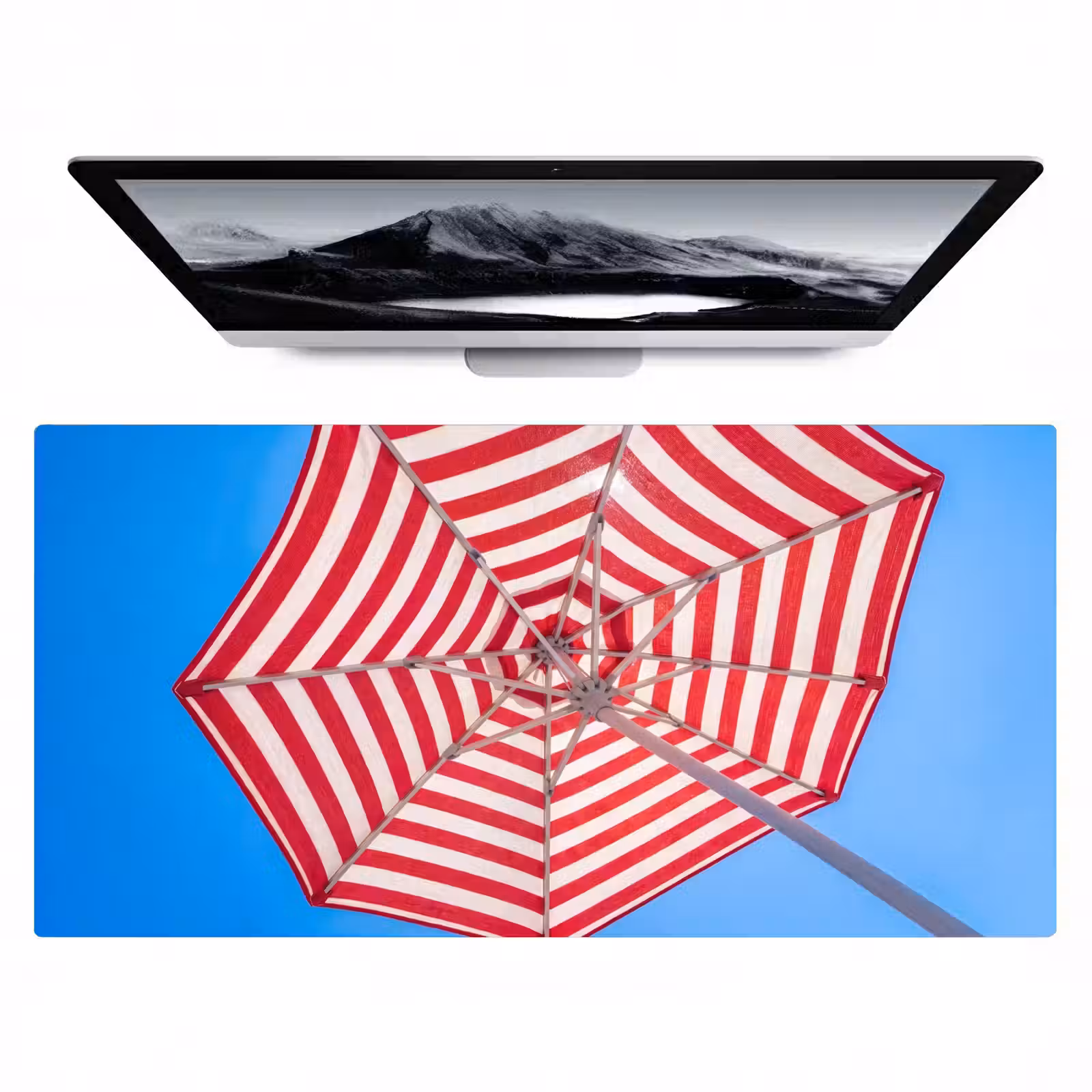 Bureau onderlegger - Parasol - Strepen - Zomer - Rood - Blauw — 1