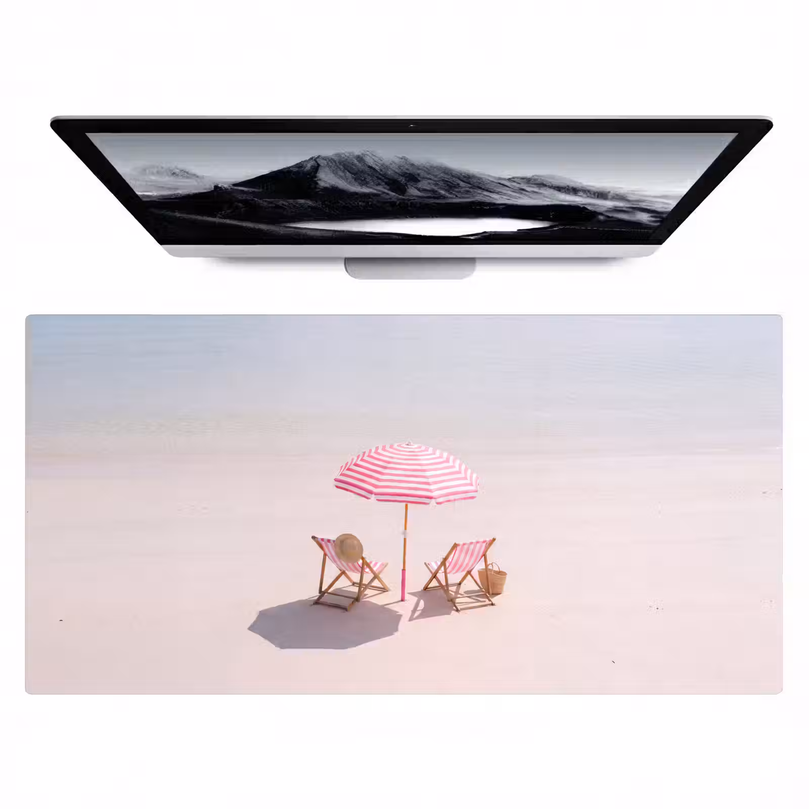 Bureau onderlegger - Strand - Parasol - Ligstoel - Zomer - Roze — 1