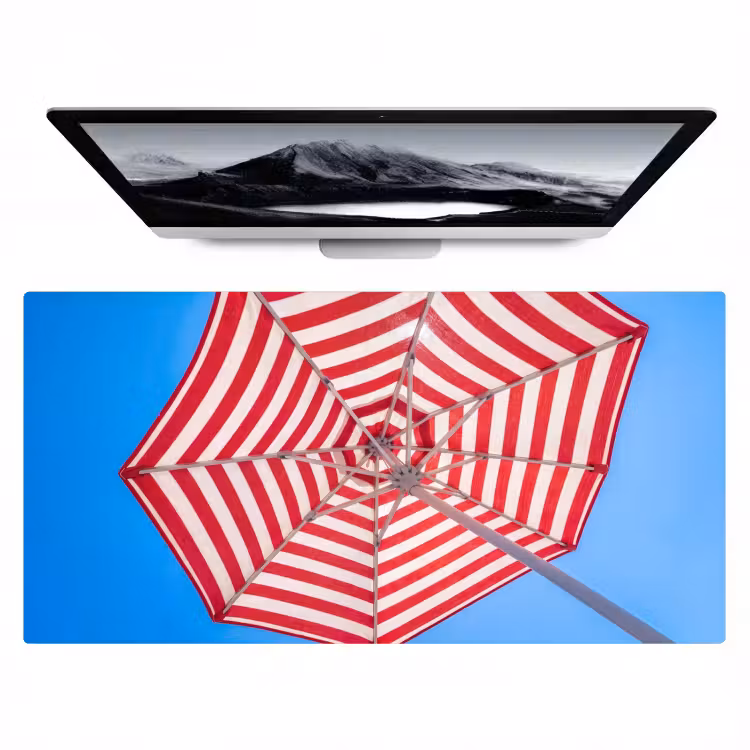 Bureau onderlegger - Parasol - Strepen - Zomer - Rood - Blauw — 1