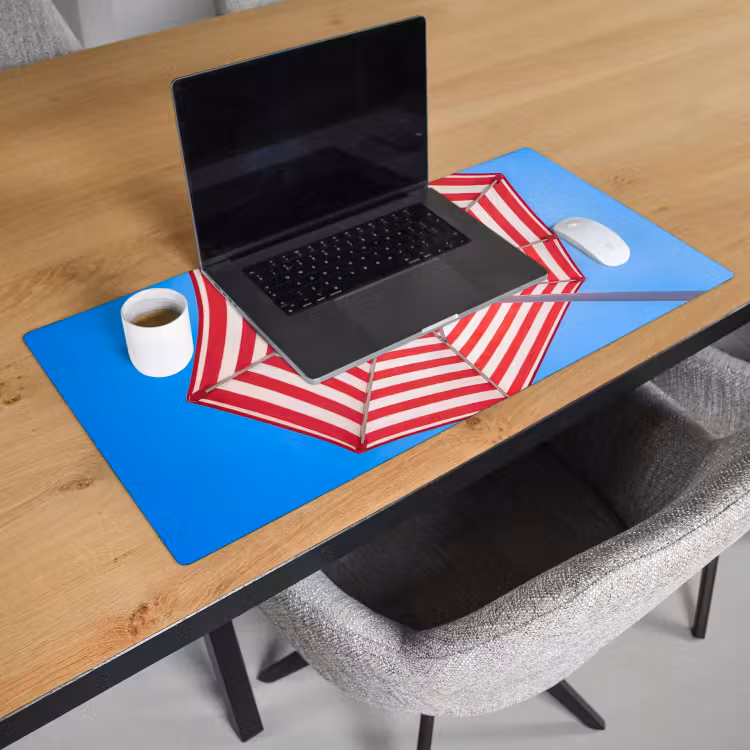 Bureau onderlegger - Parasol - Strepen - Zomer - Rood - Blauw — 3