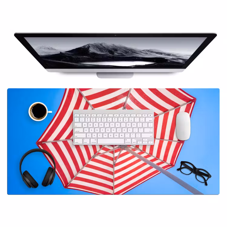 Bureau onderlegger - Parasol - Strepen - Zomer - Rood - Blauw — 4