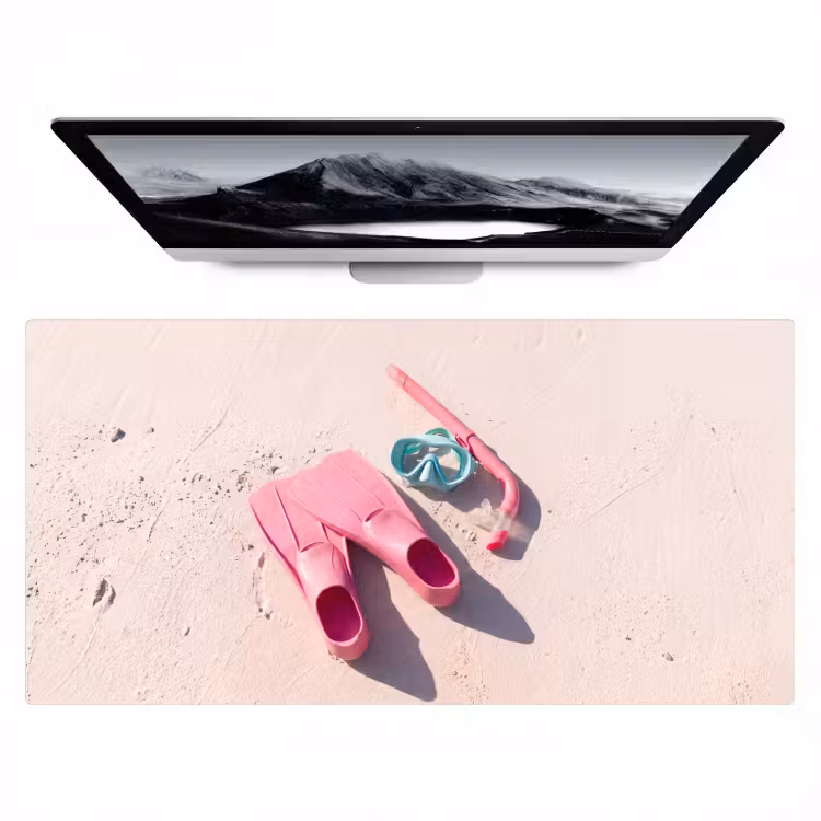 Bureau onderlegger - Snorkelset - Strand - Zomer - Roze — 1