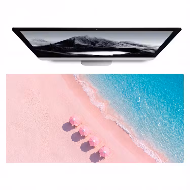 Bureau onderlegger - Strand - Roze zand - Zee - Zomer - Natuur — 1