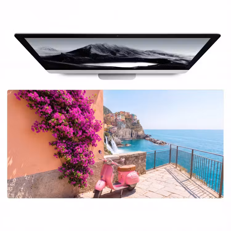 Bureau onderlegger - Voertuig - Roze - Kust - Zomer - Reizen — 1