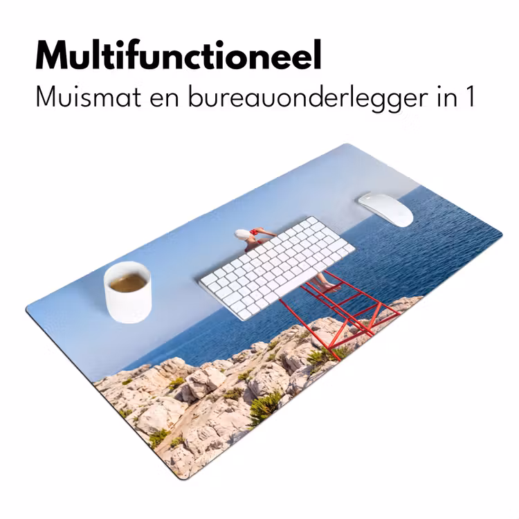 Bureau onderlegger - Vrouw - Zee - Kust - Verrekijker - Rood — 7