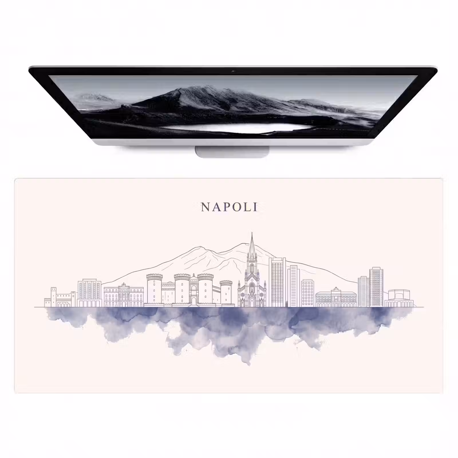 Bureau onderlegger - Napels - Skyline - Italie - Lijntekening - Aquarel — 1