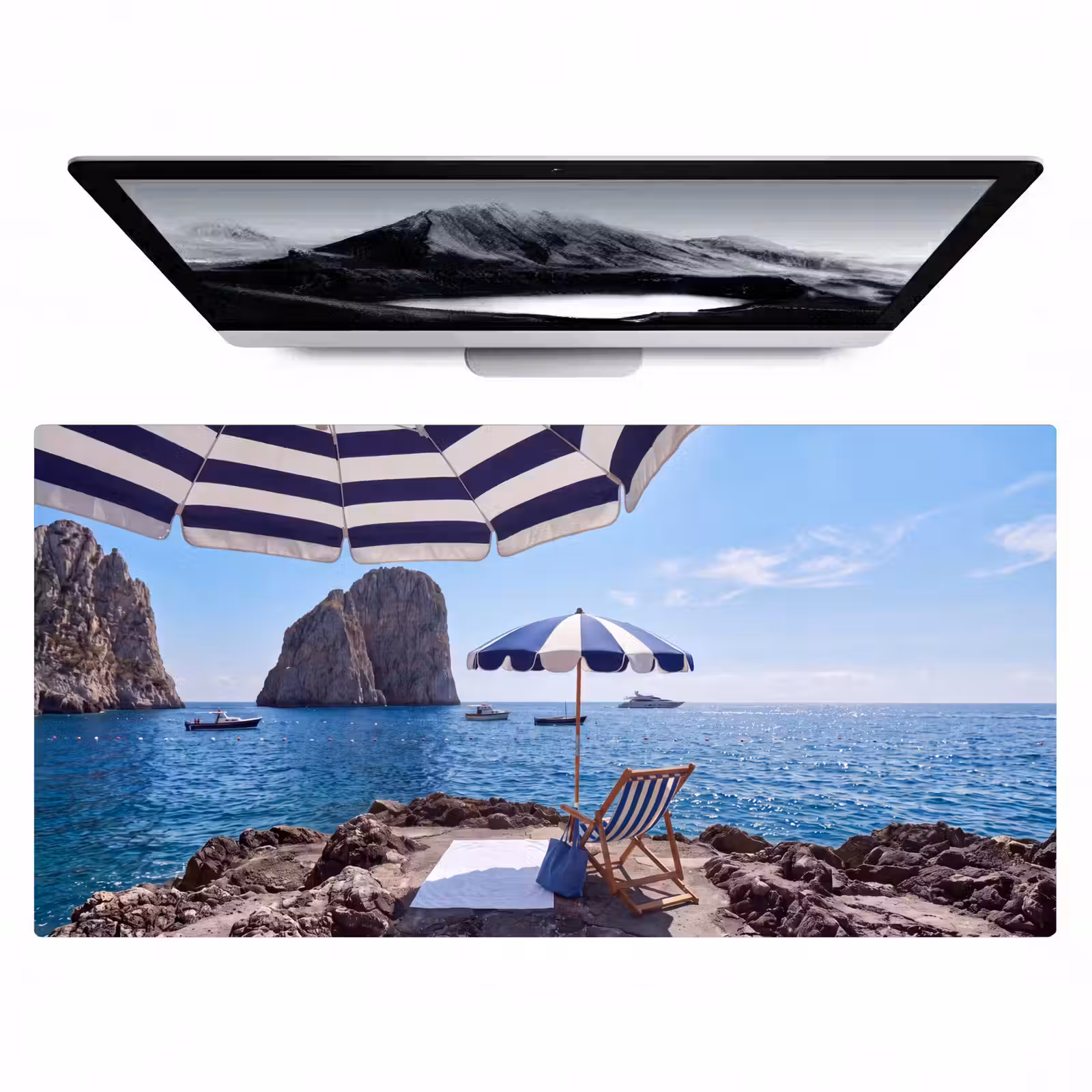 Bureau onderlegger - Strand - Ligstoel - Parasol - Zomer - Blauw — 1